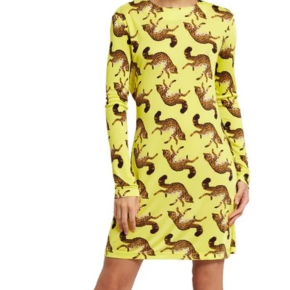 Opening Ceremony Yellow Leopard Print Midi Dress